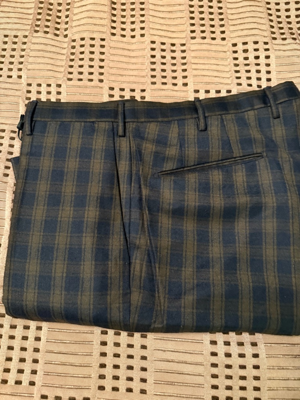 Incotex Blue and Brown Plaid Men’s Dress Pants